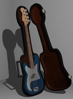 A bass guitar &amp; holder, made for twainx's series: "Love tutor". [click to see]